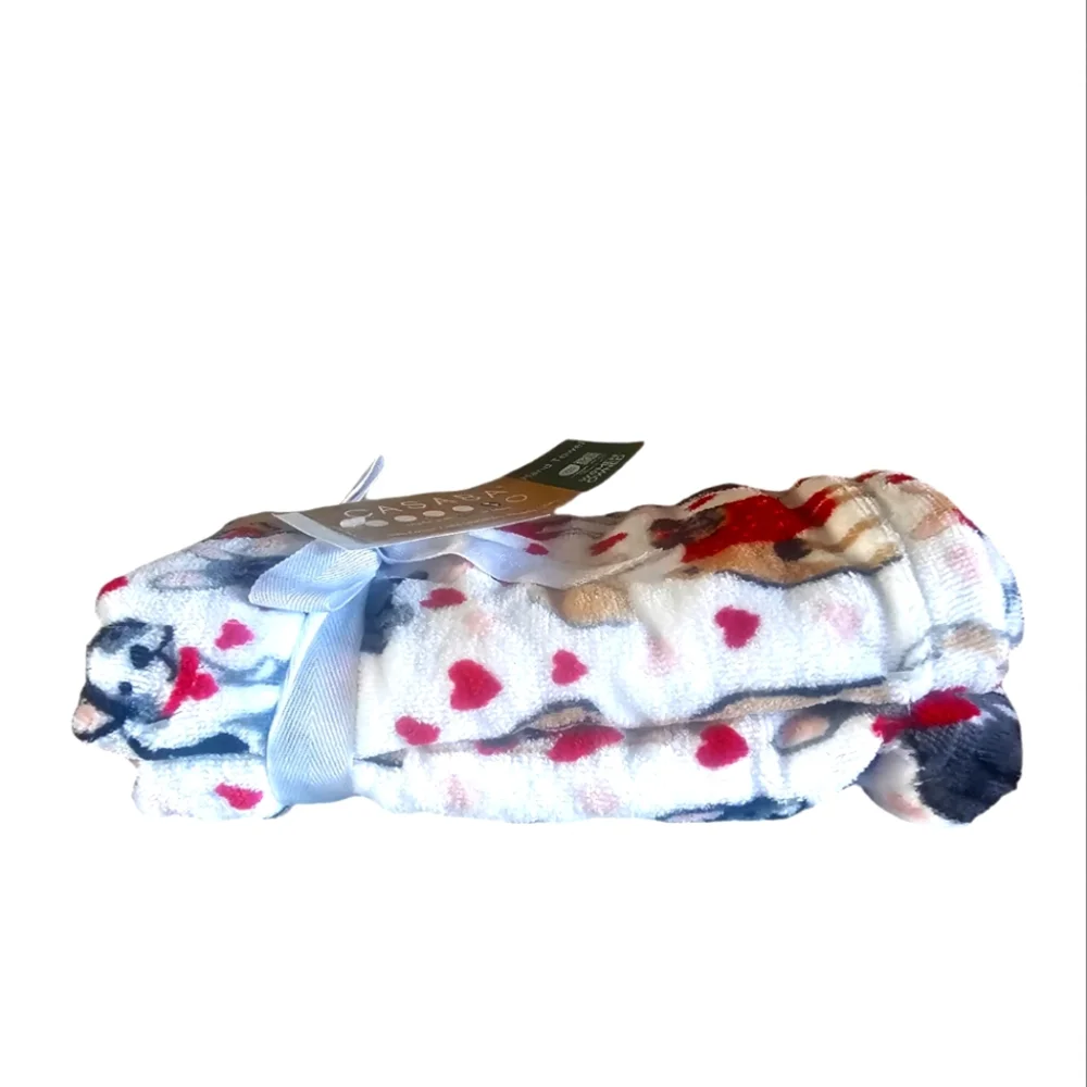 2 PC Dogs & Hearts Valentines Day Bath Hand Towels New